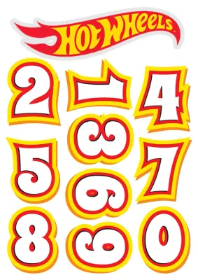 Hot Wheels – logo a závodní číslice – jedlý papír na hranatý dort