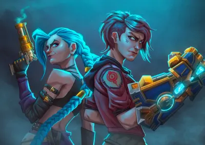 Arcane – sestry Jinx a Vi – jedlý papír na hranatý dort