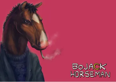 BoJack Horseman – kouřící kůň na růžovém pozadí – jedlý papír na hranatý dort