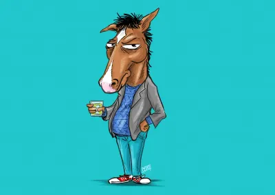 BoJack Horseman – kůň se sklenkou – jedlý papír na hranatý dort