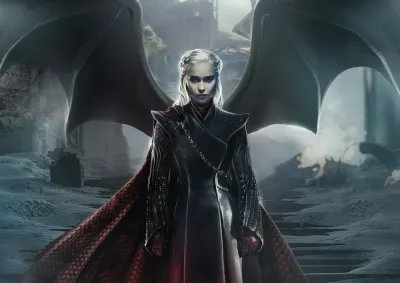 Hra o trůny – Daenerys s dračími křídly – jedlý papír na hranatý dort