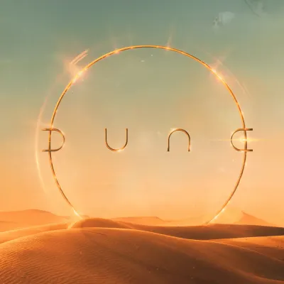 Duna – zlatý kruh a logo v poušti – jedlý obrázek na dort