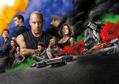 Rychle a zběsile – Dominic Toretto a tým s auty – jedlý papír na hranatý dort