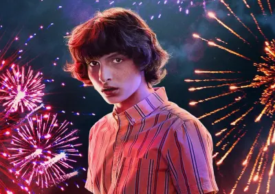 Stranger Things – Mike Wheeler a ohňostroj – jedlý papír na hranatý dort