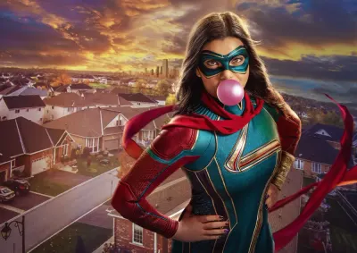 Ms. Marvel – superhrdinka se žvýkačkou nad městem – jedlý papír na hranatý dort