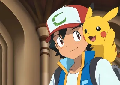 Pokémon – Ash Ketchum a Pikachu na rameni – jedlý papír na hranatý dort