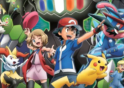 Pokémon – Ash, Pikachu a přátelé z Kalos – jedlý papír na hranatý dort