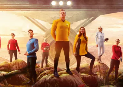 Star Trek – posádka lodi Enterprise na cizí planetě – jedlý papír na hranatý dort