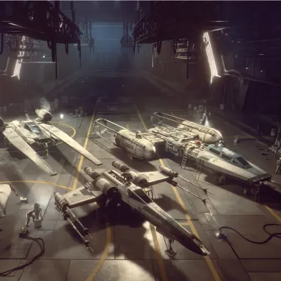 Star Wars – hangár se stíhačkami Squadrons – jedlý obrázek na dort