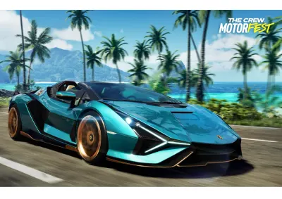 The Crew Motorfest – tyrkysový sporťák Lamborghini – jedlý papír na hranatý dort