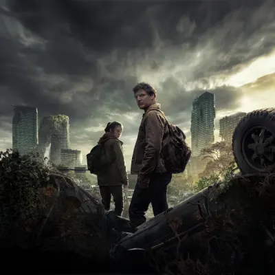 The Last of Us – Joel a Ellie v rozpadlém městě – jedlý obrázek na dort