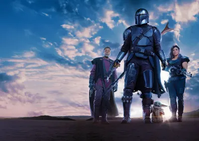 Star Wars – Mandalorian a Grogu s přáteli – jedlý papír na hranatý dort