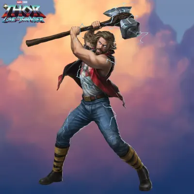 Thor – Love and Thunder se sekerou Stormbreaker – jedlý obrázek na dort