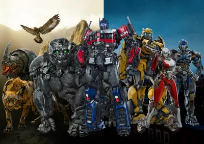 Transformers – Optimus Prime a zvířecí roboti – jedlý papír na hranatý dort