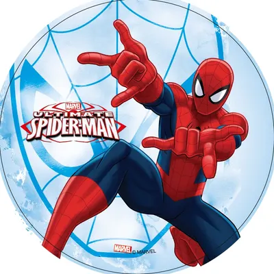 Spiderman – skok na modrém pozadí – jedlý obrázek na dort