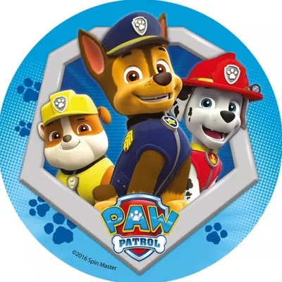 Paw Patrol – Chase a Marshall v šestiúhelníku – jedlý obrázek na dort